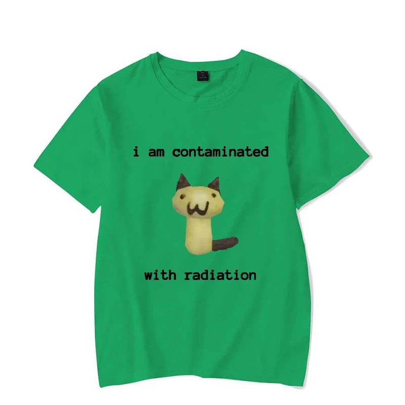 I Am Contaminated with Radiation Funny Cat Meme T-shirt Short Sleeve Male O-Neck T Shirts Men Women Vintage T Shirt