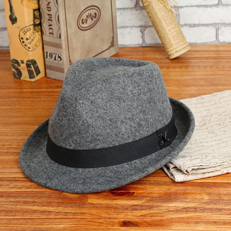 

Men's pure wool green middle-aged and elderly top hat autumn and winter warm outdoor British jazz hat