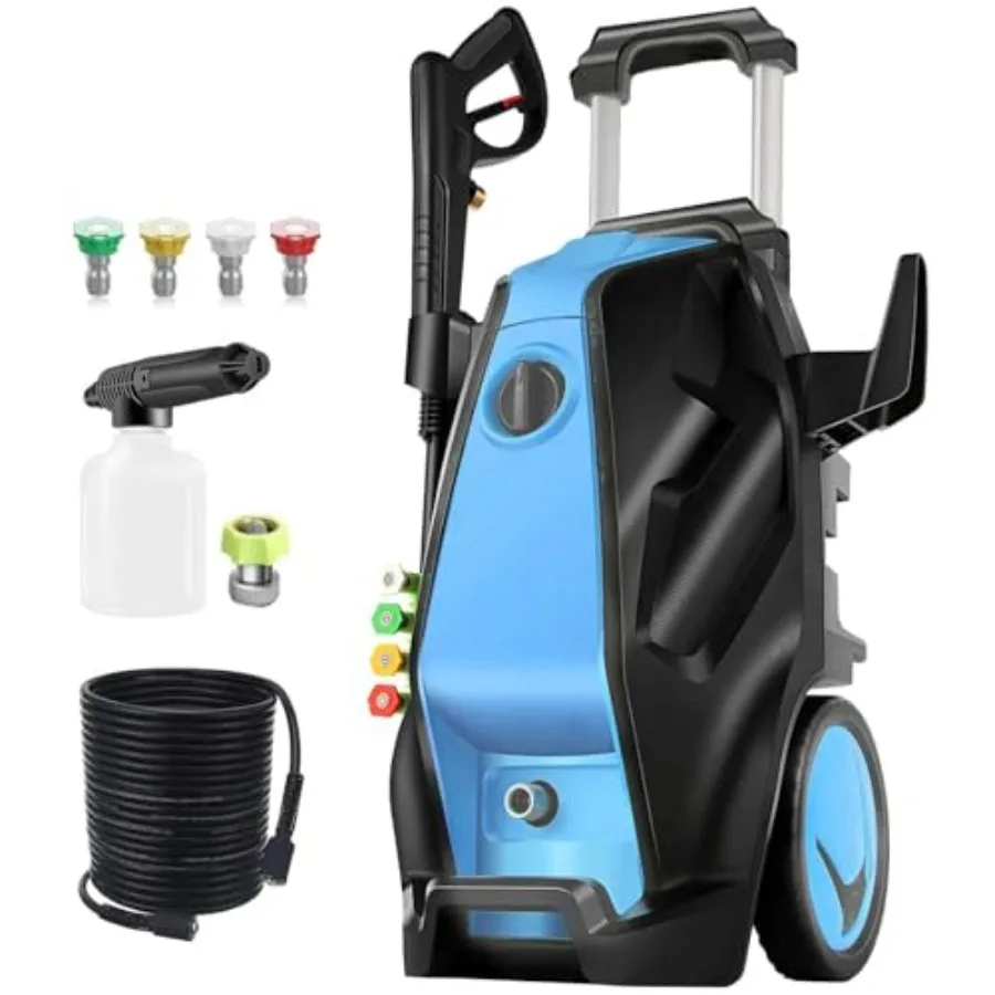 

Pressure Cleaner Heavy Duty Power Cleaner with Foam Cannon 4 Nozzle Tips 33FT Hose and Soap Bottle for Home/Cars/Driveways/Pati