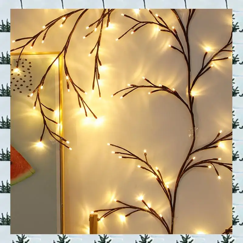 

ABLG 144 LED Tree Branch Rattan Lights Willow Vine Lights Warm White 8 Function Model US Plug Without Remote Control Easy Instal