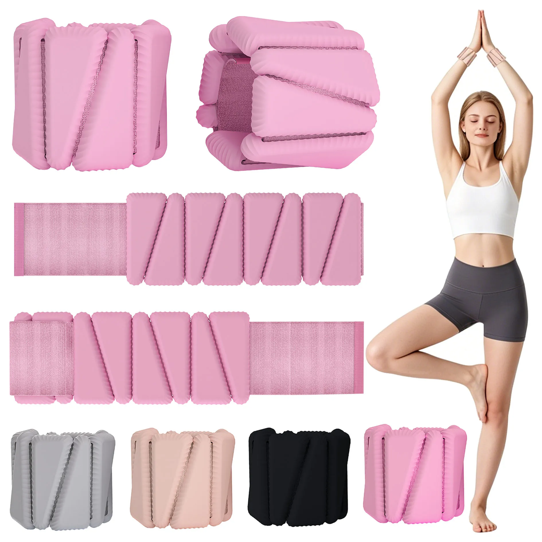 New Wrist Ankle Weights for Women 1lb Each, Adjustable Wearable Arm Leg Weight Set for Walking, Yoga, Dance, Barre, Gym Exercise