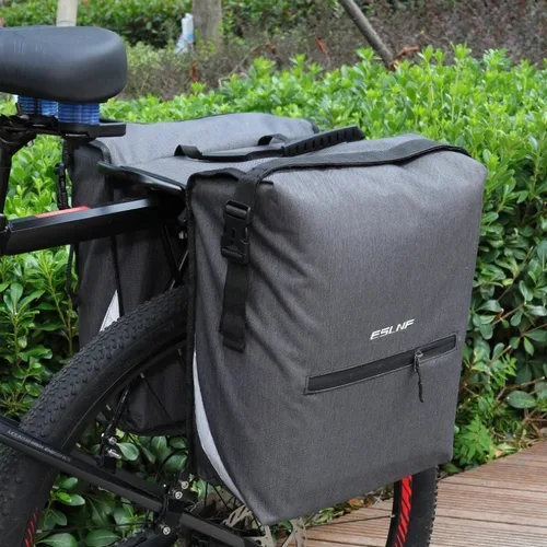 Imagen 2 del producto ESLNF bolsa de asiento trasero de bicicleta 25L bolsas de equipaje impermeables de gran capacidad para exteriores ciclismo MTB maletero de bicicleta de carretera bolsa de alforja doble
