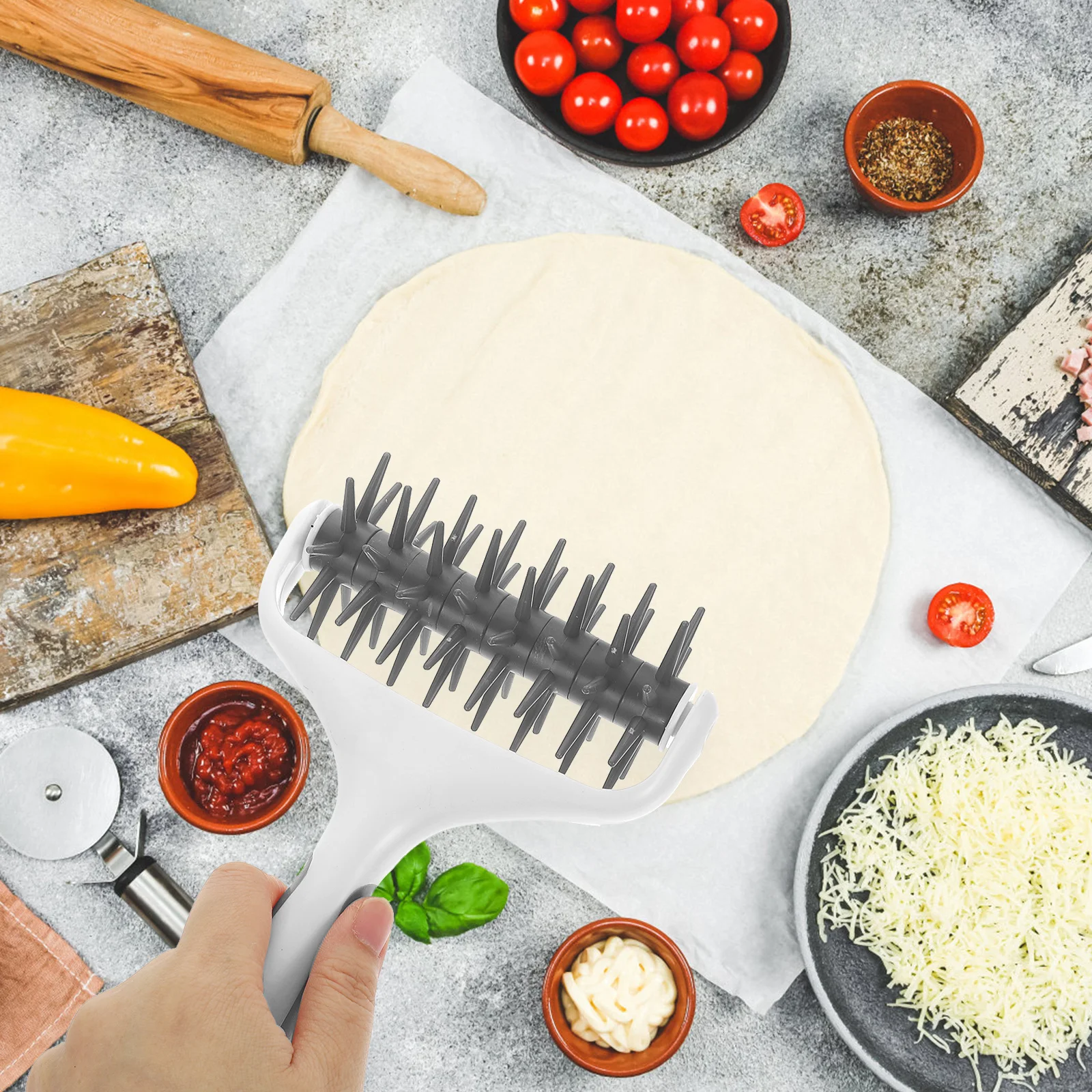 

Pizza Dough Roller Docker Pin Baking Tool Smooth Surface for Piercing Dough Air Bubbles Pastry Pie Pizza Kitchen Use