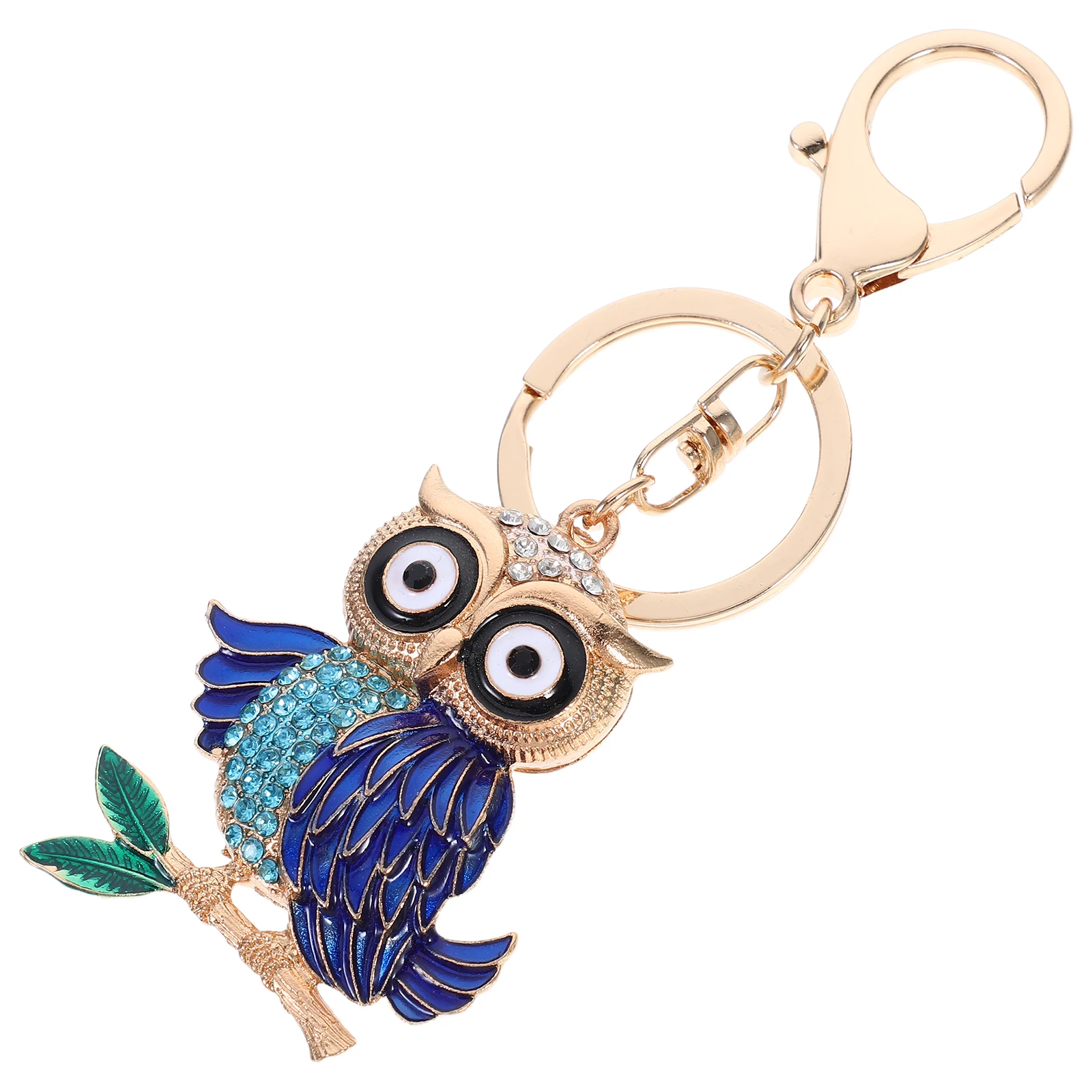 

Cute Owl Keychain Cartoon Bag Charm Pendant Decorative Alloy Handbag Key Zinc Rhinestone Car Hanging Gift