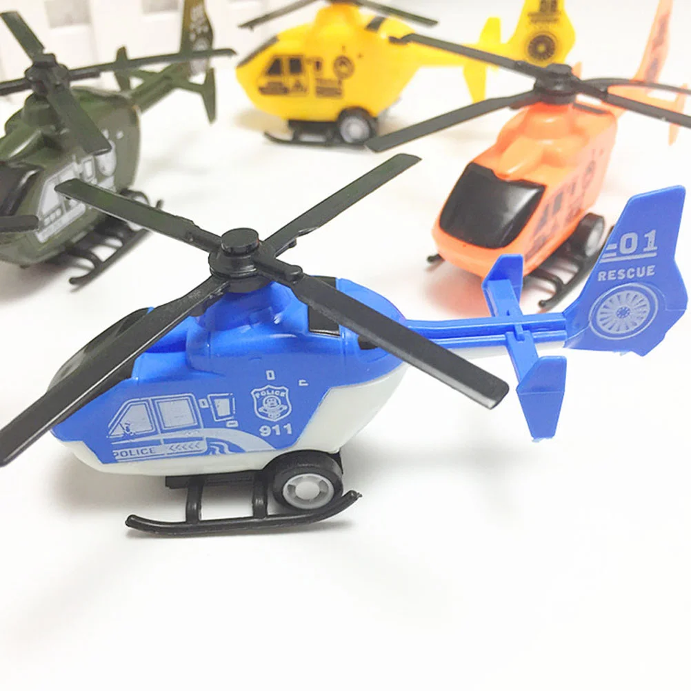 6pcs Simulation Mini Pullback Helicopter Toy Decoration Pull Back Aircraft Models Airplane Models Planes Toys Plastic Inertia