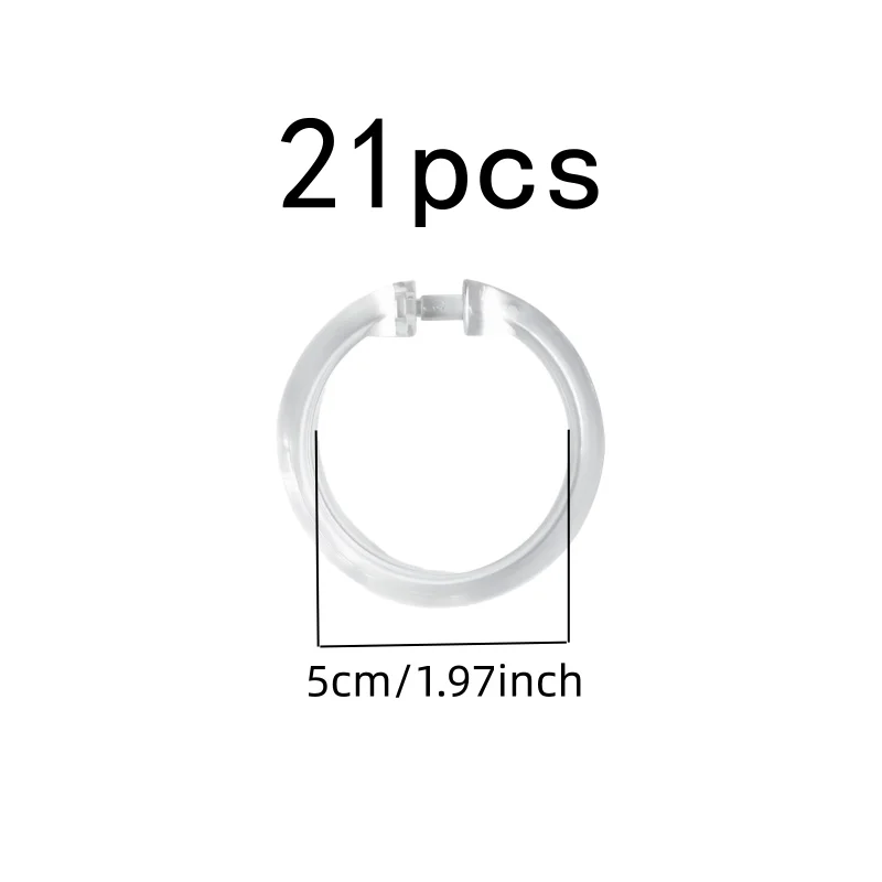 21 pcs Transparent Bath Rings for Home Bath Area, Easy Snap-On Closure, Smooth Glide Design, also fits Moisture Environment