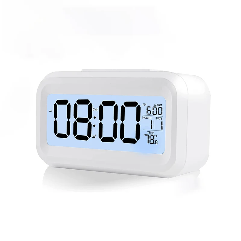 

Digital Alarm Clock with Indoor Temperature Light Sensor Battery Operated Backlight 12/24H Display for Bedrooms Office Desk