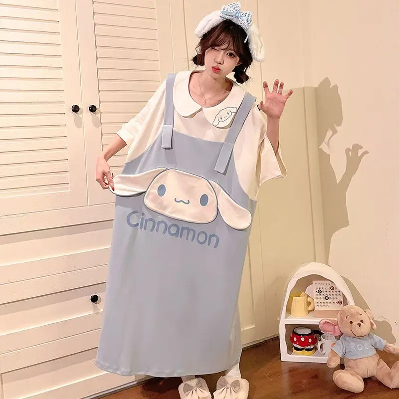 Sanrio Cartoon Sleep Dress, Kuromi/cinnamoroll/pochacco/pompompurin, Peter Pan Collar Summer Soft Loungewear Birthday Gift - view 3