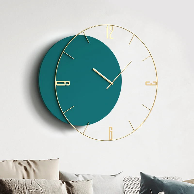 Oriental Wall Clock Numbers Rustic Round Wood Modern Wall Watch Golden Unique Silent Simple Design Wandklok Wall Decoration