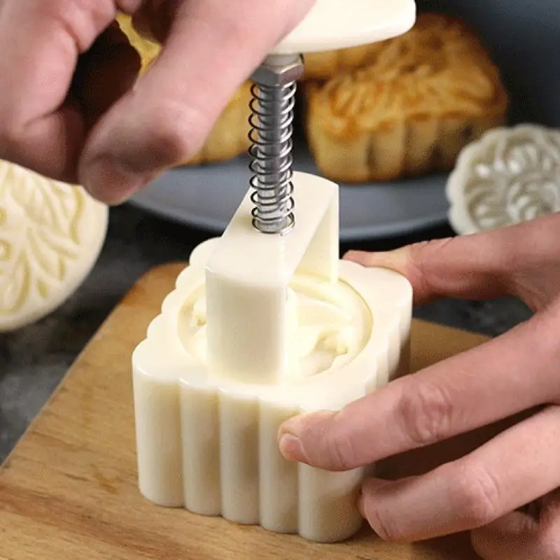 62KD 5Pcs Stamps 50g Square Flower Moon Cake Mold Mould Pastry Mooncake Hand DIY Tool