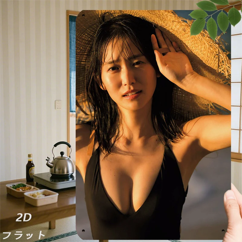 2D Flat 1pc Retro Sign, Metal Logo (8In*12In, 20*30Cm) Summer Beach Style Art Decoration Featuring Women in Straw Hats And Sw