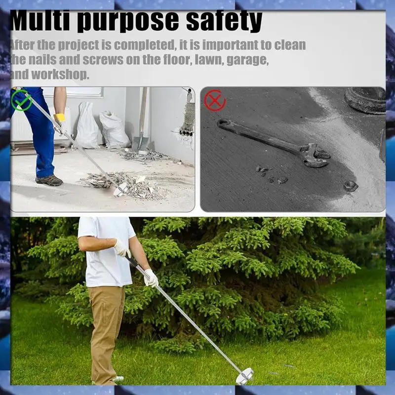 ABSU 35LB Magnetic Sweeper Telescoping Pick-Up Tool Screws Parts Finder Retractable Handle 8.3 To33 Inch Pick Up Nails Screw