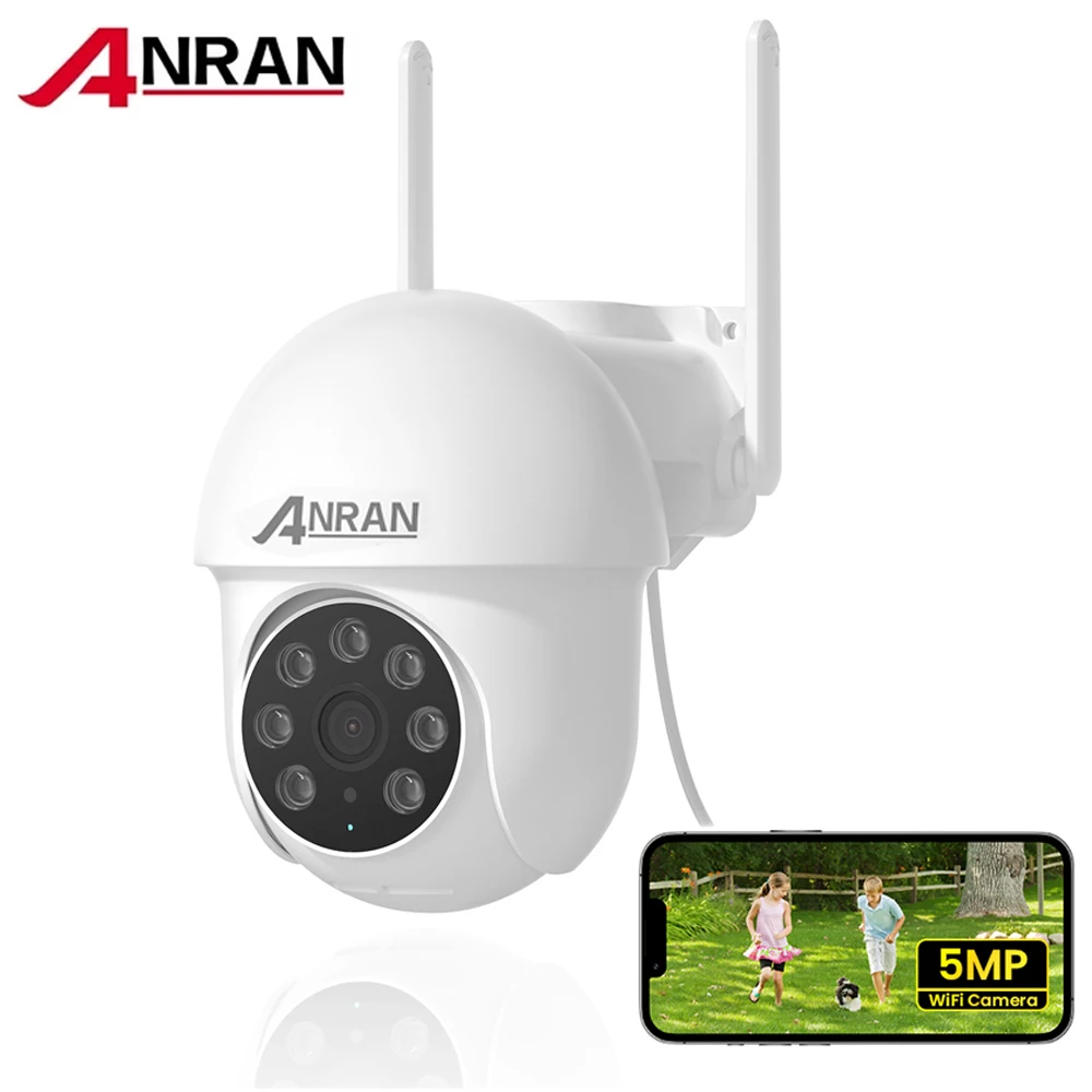 

ANRAN 5-мегапиксельная проводная камера безопасности 2,4G и 5G Wi-Fi камера 24/7 запись защиты дома IP66, совместимая с Alexa, автоматическое отслеживание
