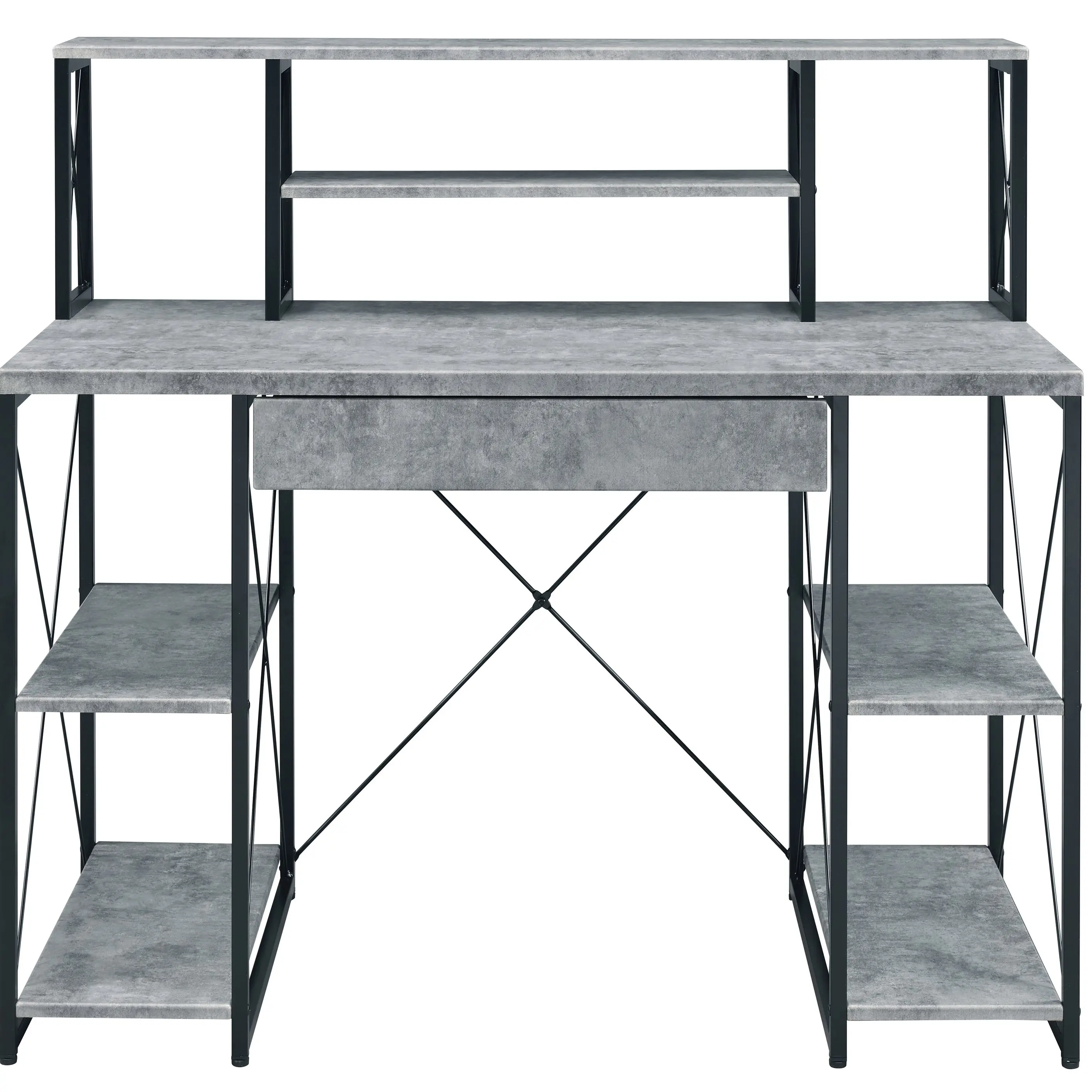 Simple style grey black folding computer/laptop desk wooden office desk open shelf home characteristic storage