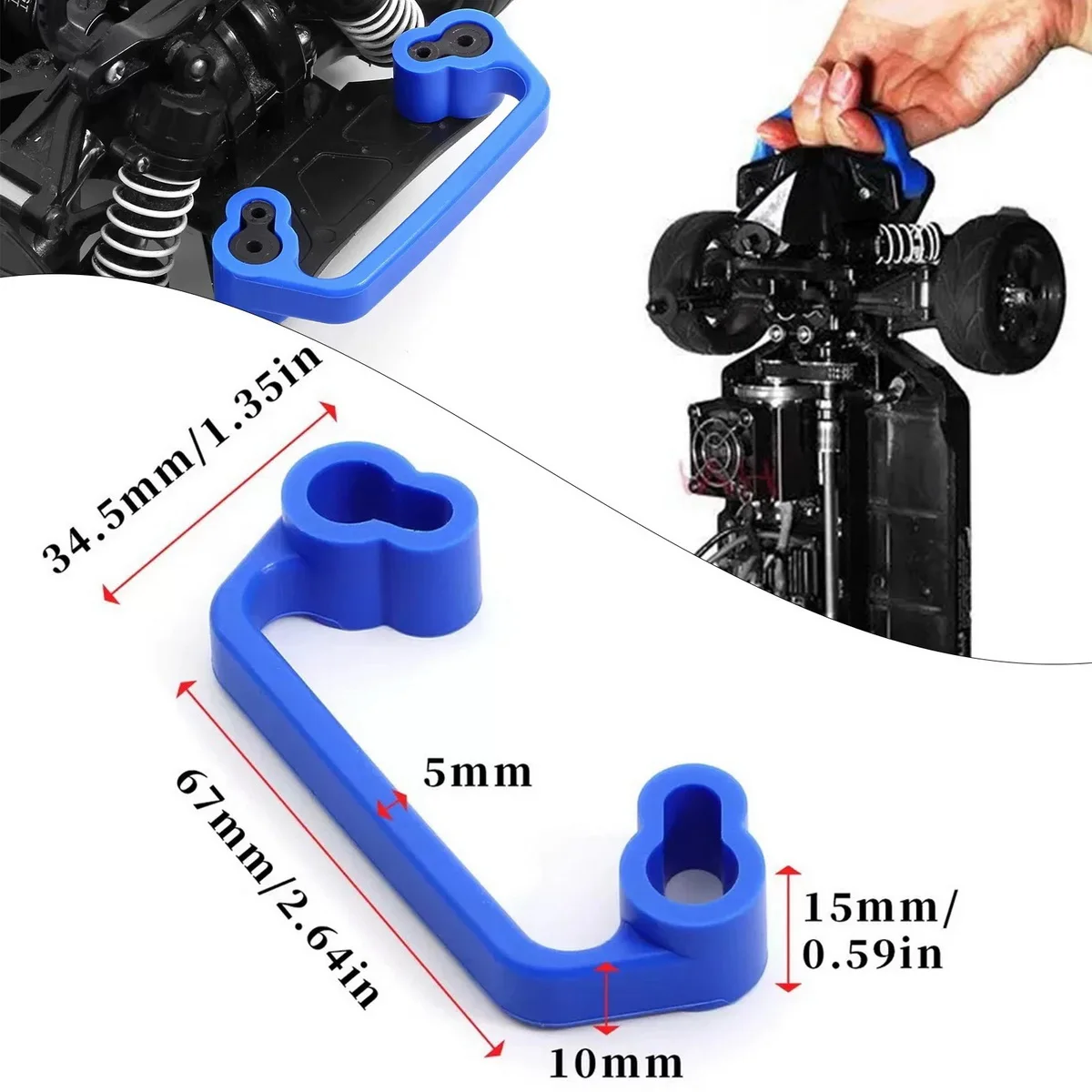 Black / Blue Silicone Rear Bumper Chassis Carry Handle for Tamiya TT01 TT02 1/10 RC Car Upgrade Protective Accessory