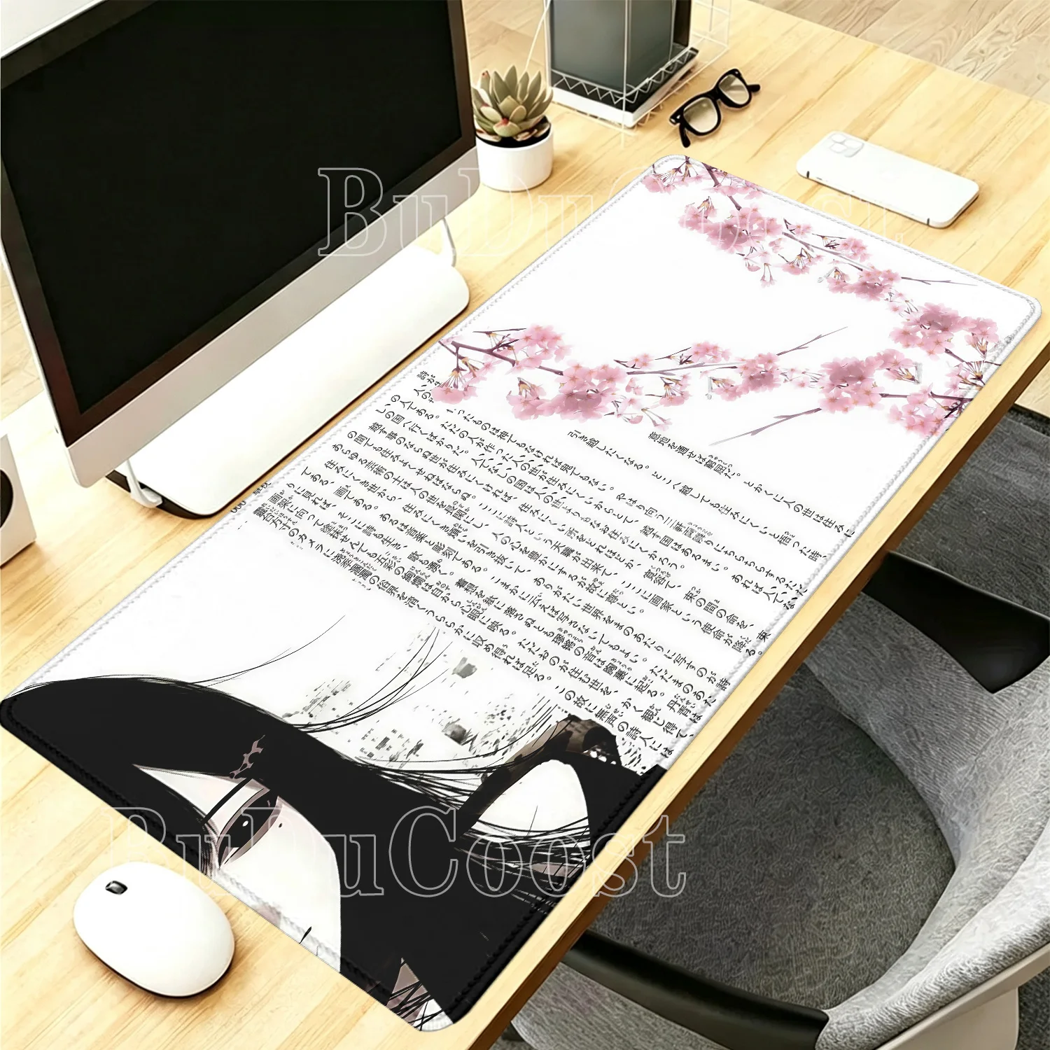 Mousepad Anime girl Aesthetics Angel Mouse Pad Office Keyboard Office E-Sports Carpet PC HD printing overlock 400x900mm Desk Mat view 2