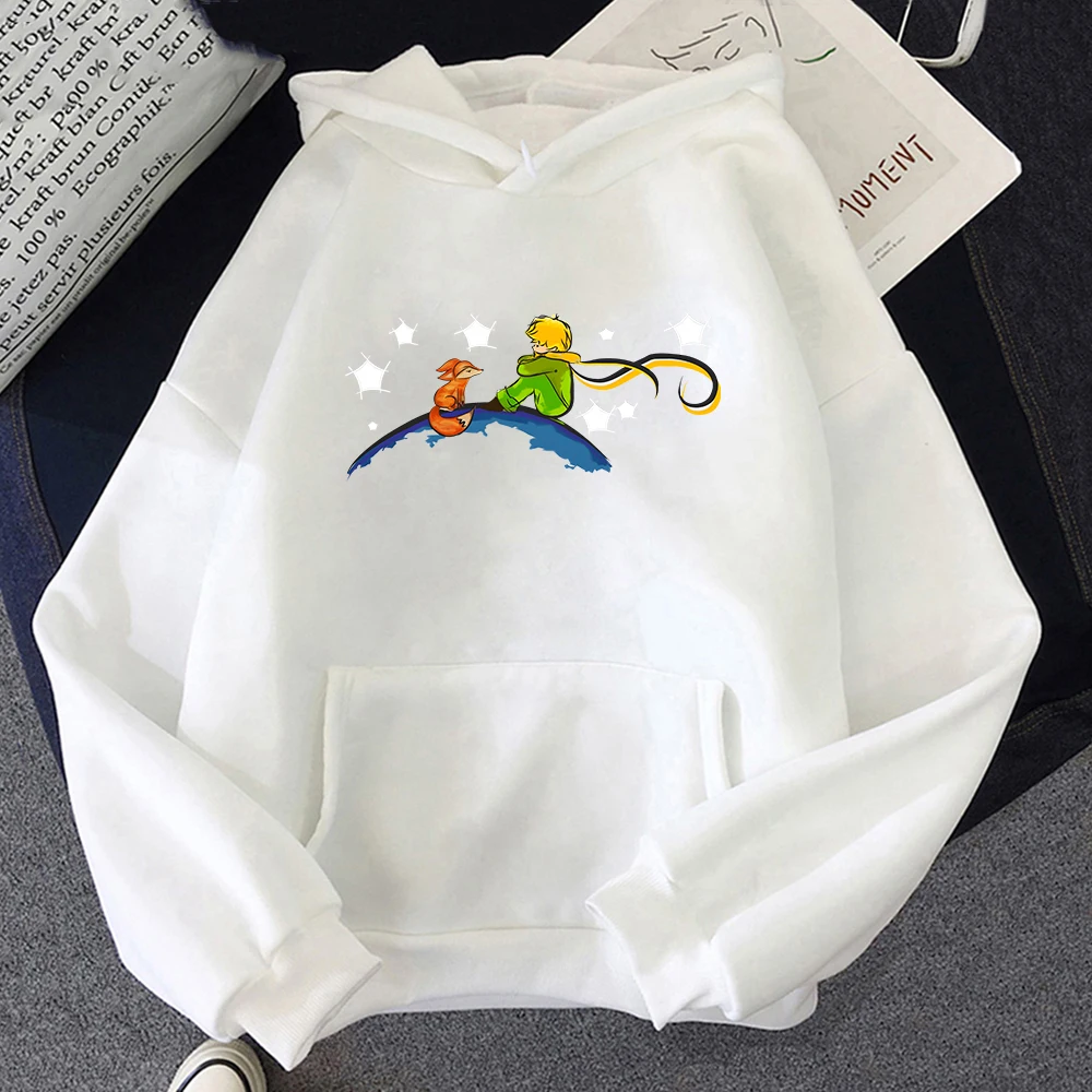 Little Prince Fox Printing Hoodie Kawaii Cartoon Hoody Women Men Clothes Female Oversized Sweatshirts Unisex Graphic Pullovers