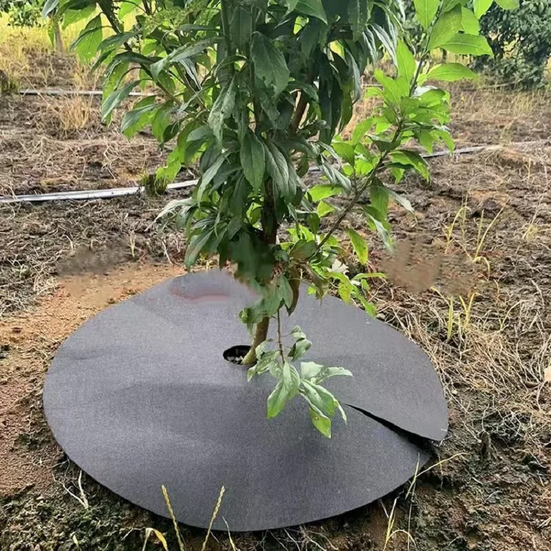 10pcs Large Ring Tree Weed Protection Mat Thick Nonwoven Fabric Weeding Cloth Reusable Weeds Barrier Mats Degradable Weeds Cloth