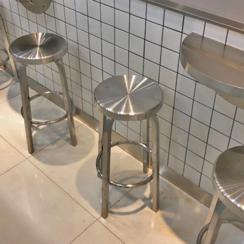 Modern Minimalist High Foot Seat Stainless Steel Bar Chair Milk Tea Shop Counter Stools Stable Load-Bearing Restaurant Furniture