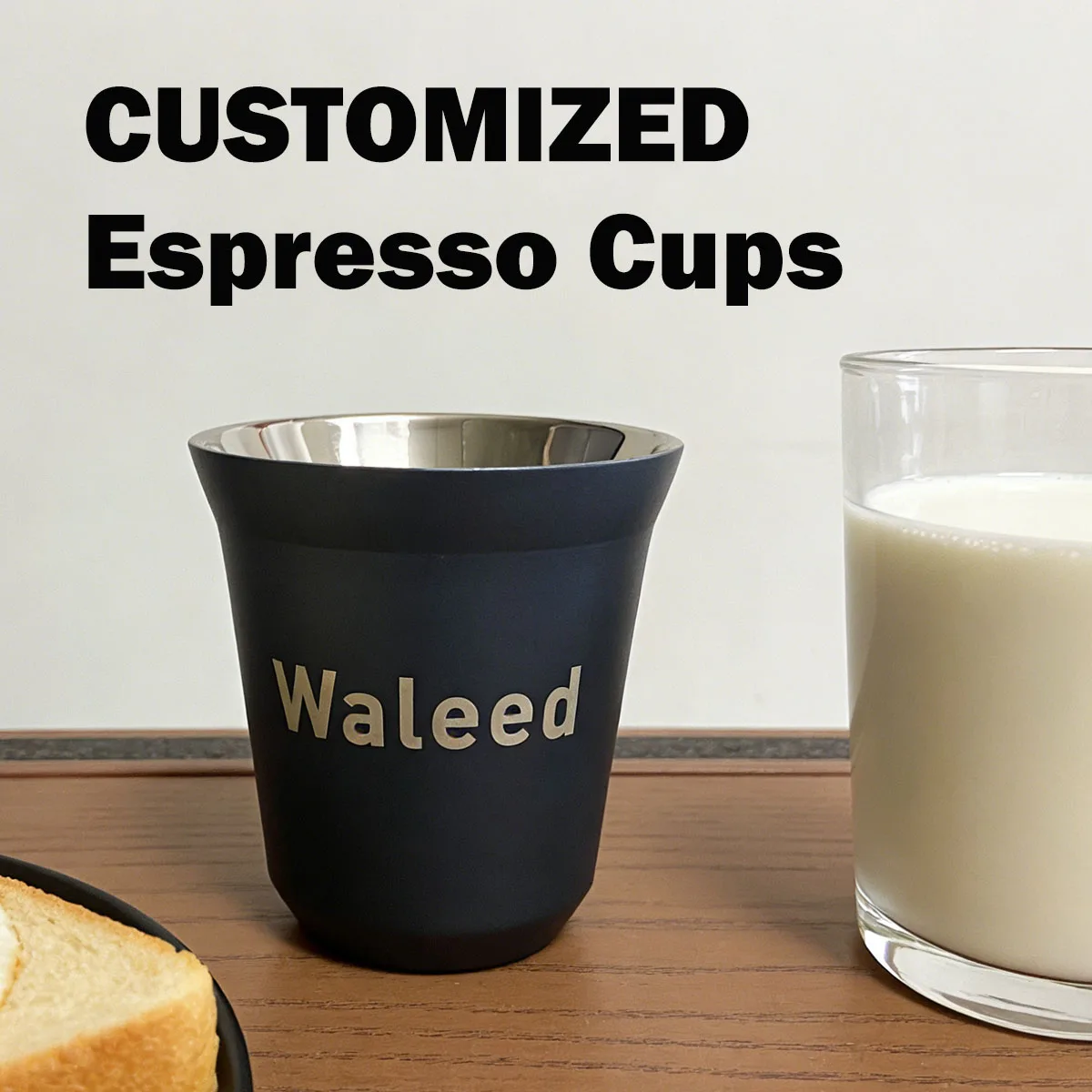 Stainless Steel Espresso Cups 80ml/160ml – Double Wall 304 Steel Coffee Cups for Laser Engraving, Custom Name, Logo, Text