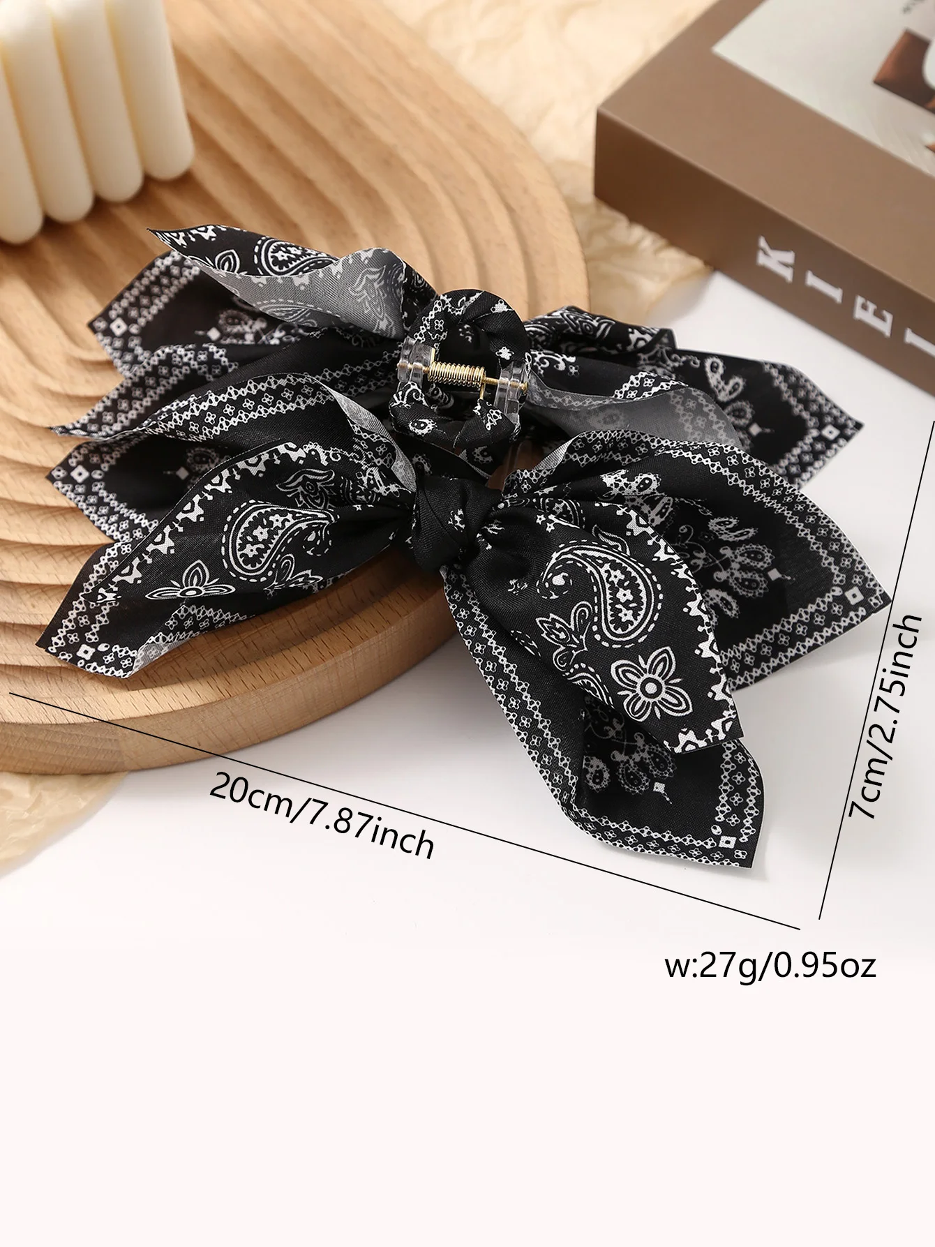 1 szt. damska wielokolorowa kokarda do włosów z kwiatowym nadrukiem, nowa klamra do włosów, codzienna spinka do włosów do zaplatania i modelowania włosów z tyłu głowy.