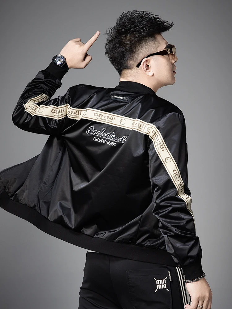 

Мужская бейсбольная куртка Ele: ветрозащитная повседневная верхняя одежда из полиэстера с длинными рукавами, на молнии, приталенный крой