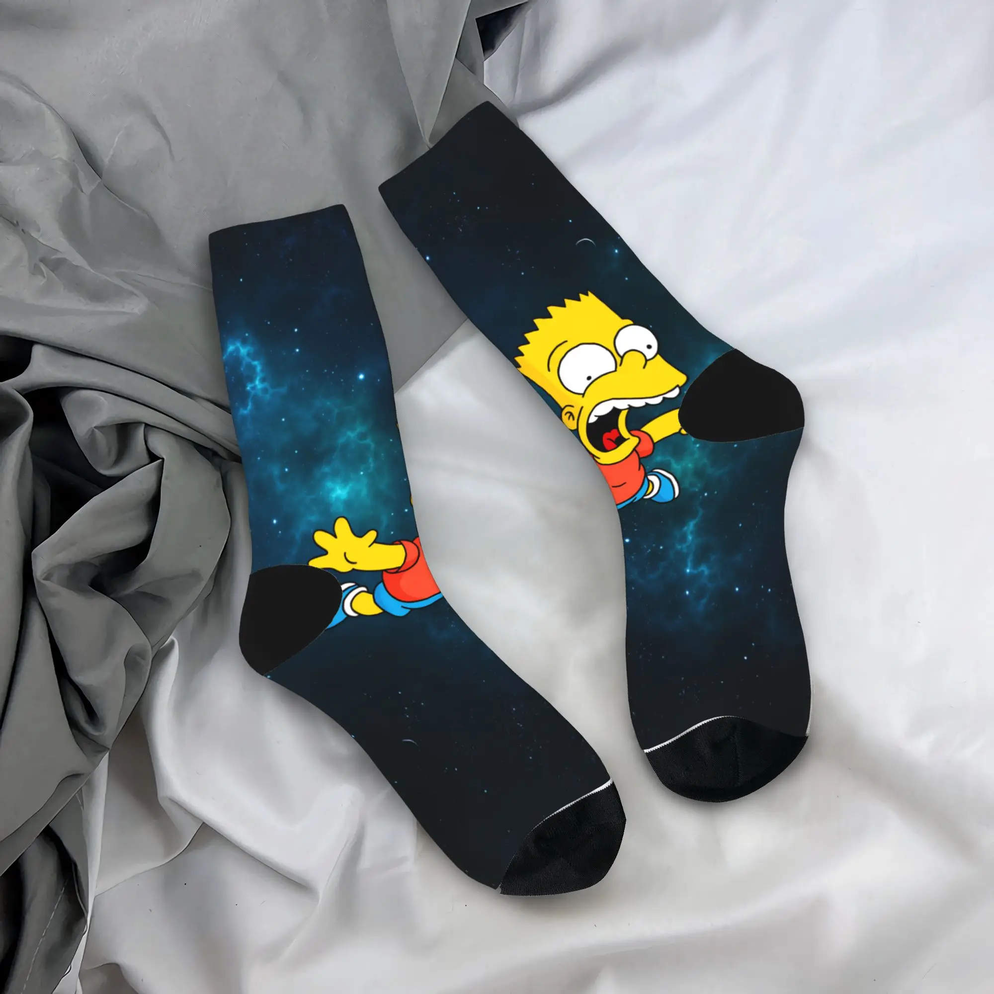 

Bart S-Simpsons Galaxy Space Falling Socks Anti Sweat Stockings Couple Quality Running Socks Autumn Gothic Printed Socks
