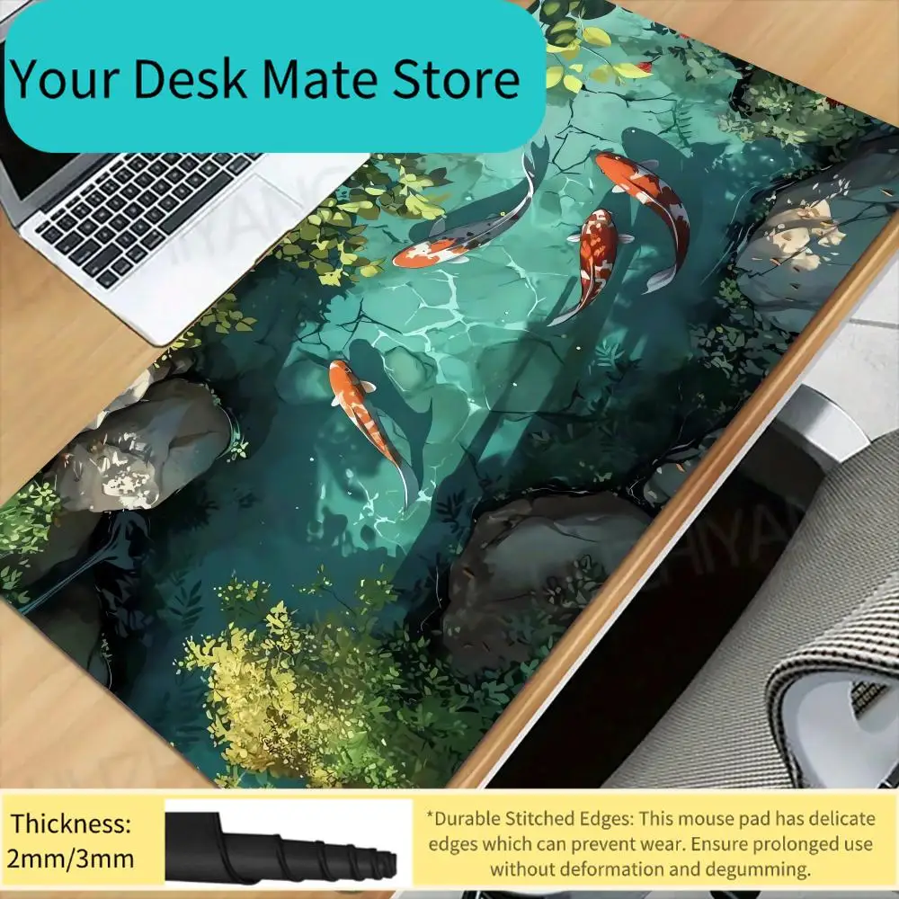 

Коврик для мыши «Кои в пруду» большой, для компьютера, офиса, игр, XXL, резиновый, противоскользящий, HD, для игровой клавиатуры и мыши, длинный настольный коврик