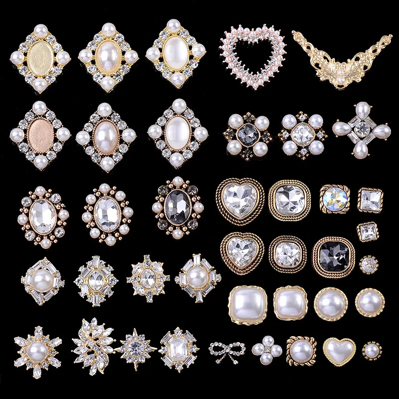 

10pcs/bag New Style KC Gold Rhinestones/imitation Pearl Handmade Materials Diy/Clothing/bag/button Alloy Accessory