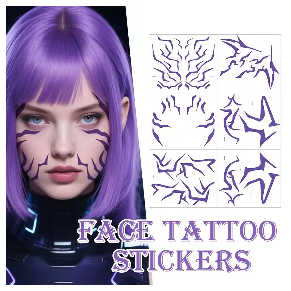 

K-pop Demon Hunters Rumi Laser Tattoo Stickers with Technological Feel Anime Cosplay Stage Lightning Makeup Face Decor Stikers