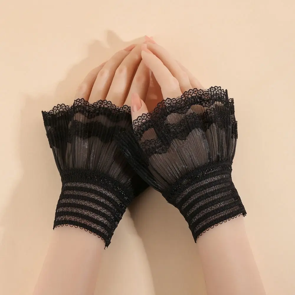 جديد متعدد الطبقات كشكش وهمية الكفة انفصال أبيض أسود المعصم الكفة الأصفاد الأكمام كاذبة