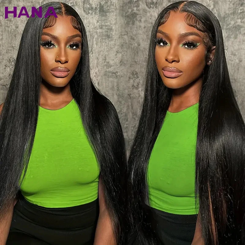 13X6 Lace Frontal Wig 100% Human Hair Wigs For Womean Natural Black Colored Remy Straight Style PrePlucked 5X7 Lace Closure Wig