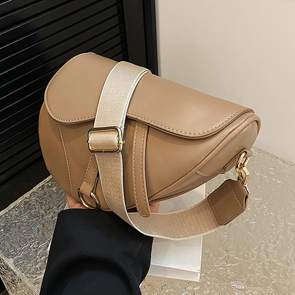 PU Leather Small Crossbody Bag Two Straps Women Fashion Sling Bag Saddle Shoulder Bag Stylish Satchel Bags Ladies Top Handle Bag