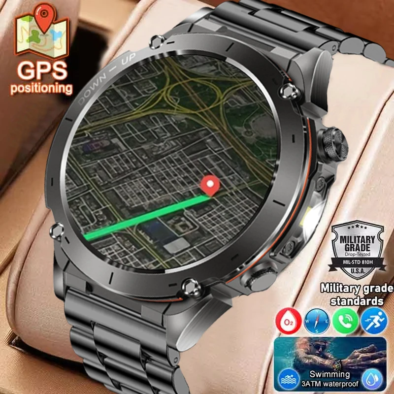 

Новые умные часы с GPS, водонепроницаемые, 3 атм, встроенные, двухдиапазонные, GNSS BT, компас для вызова, MIL-STD, 810H, военные умные часы