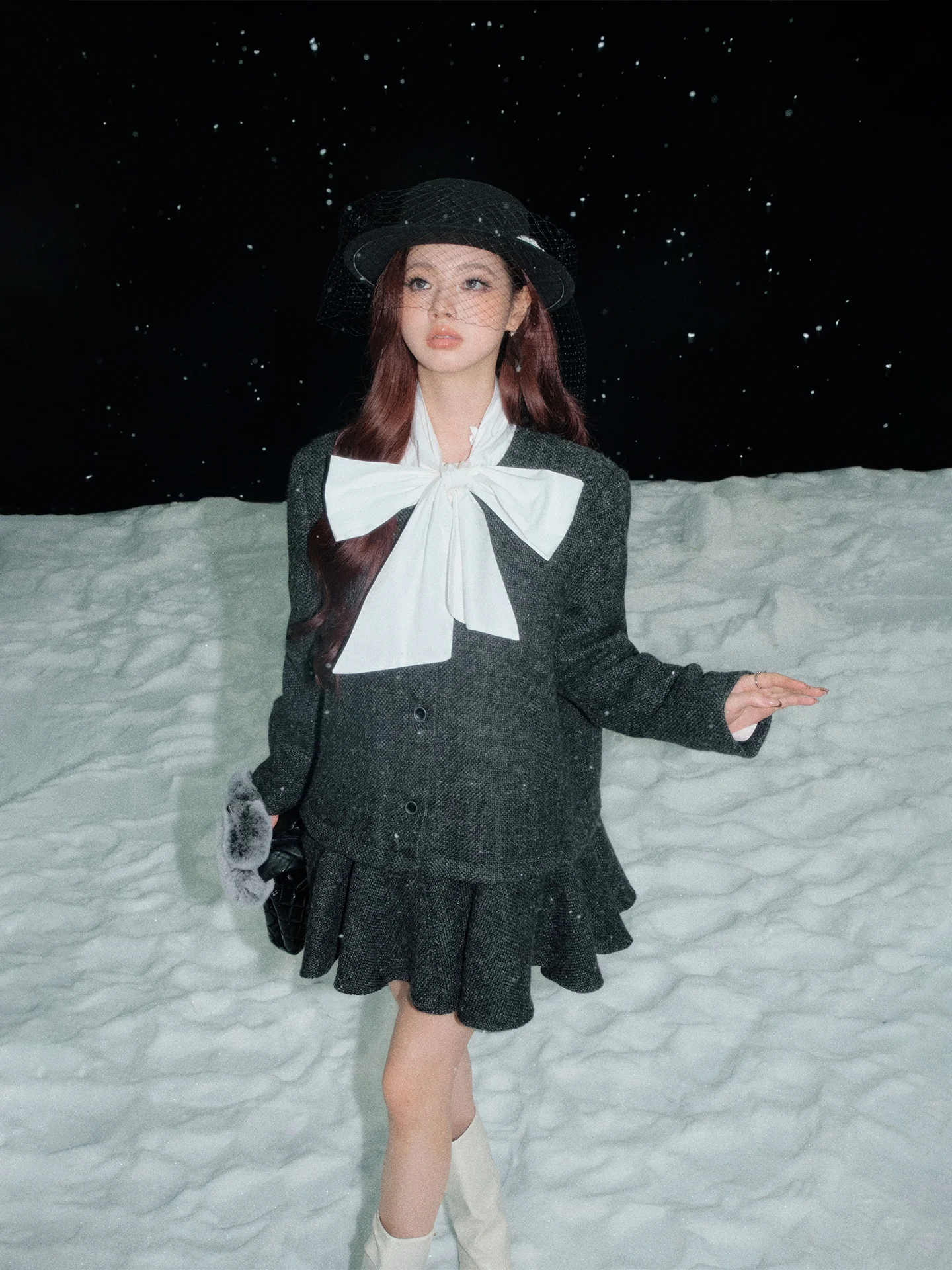 

Olivia Duo Woolen down Jaet 2025 Winter New Sle Vintage Loose Fit Rich Girl Sensation Polyester Wool Cotton Blend Women's...