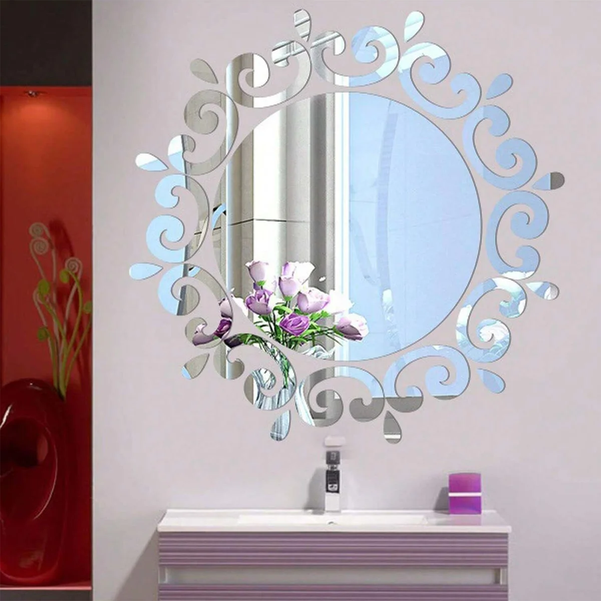 25-teiliges Set Sonnenblumen-Acryl-Wandaufkleber mit Spiegeloberfläche für Heimdekoration, Schlafzimmer, Wohnzimmer, Abzieh- und Aufkleb-Wandkunst, Wandtattoos – Detail 9