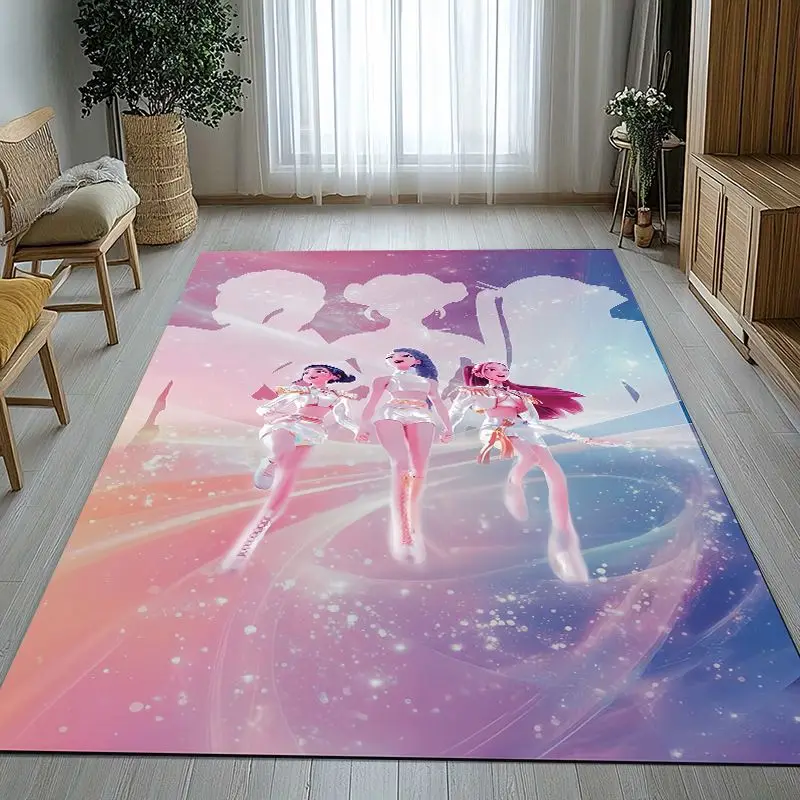 KPop D-Demon H-Hunters Girl Group Cartoon Soft Non-Slip Area Rug for Living Room,Bedroom Playroom Carpet Mat for Sofa,Home Decor