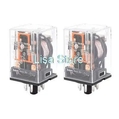 2 Pieces Motor Control 8 Pin DPDT DIN Rail Electromagnetic Relay AC 220V Coil