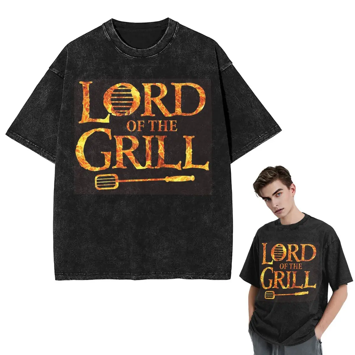 

Уличные футболки Lord Of The Grill, стираная футболка шеф-повара-барбекю с коротким рукавом, футболка в стиле хип-хоп, футболки для мужчин и женщин