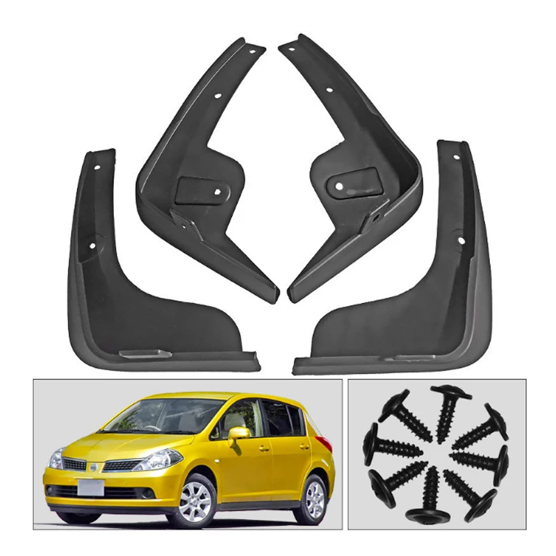 4PCS for Nissan Tiida Versa Latio C11 2007 2008 2009 2010 2011 Mudguards Mudflaps Fender Mud Flap Splash Guards Car Accessories