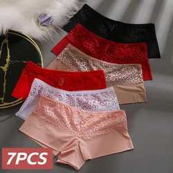 7PCS/Set Women's Panties Sexy Lace Temptation Female Underwear Solid Elasticity Boxers for Women Breathable Lingerie Soft Briefs