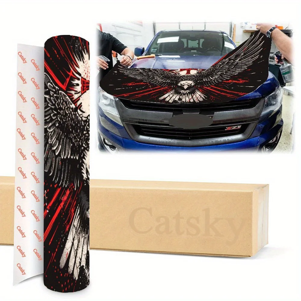 أغطية فينيل للسيارة من مادة PVC الرائعة على شكل نسر مقدس مع شاحنات وسيارات وسيارات الدفع الرباعي، ملصق غطاء محرك السيارة ذاتي اللصق المقاوم للماء، D