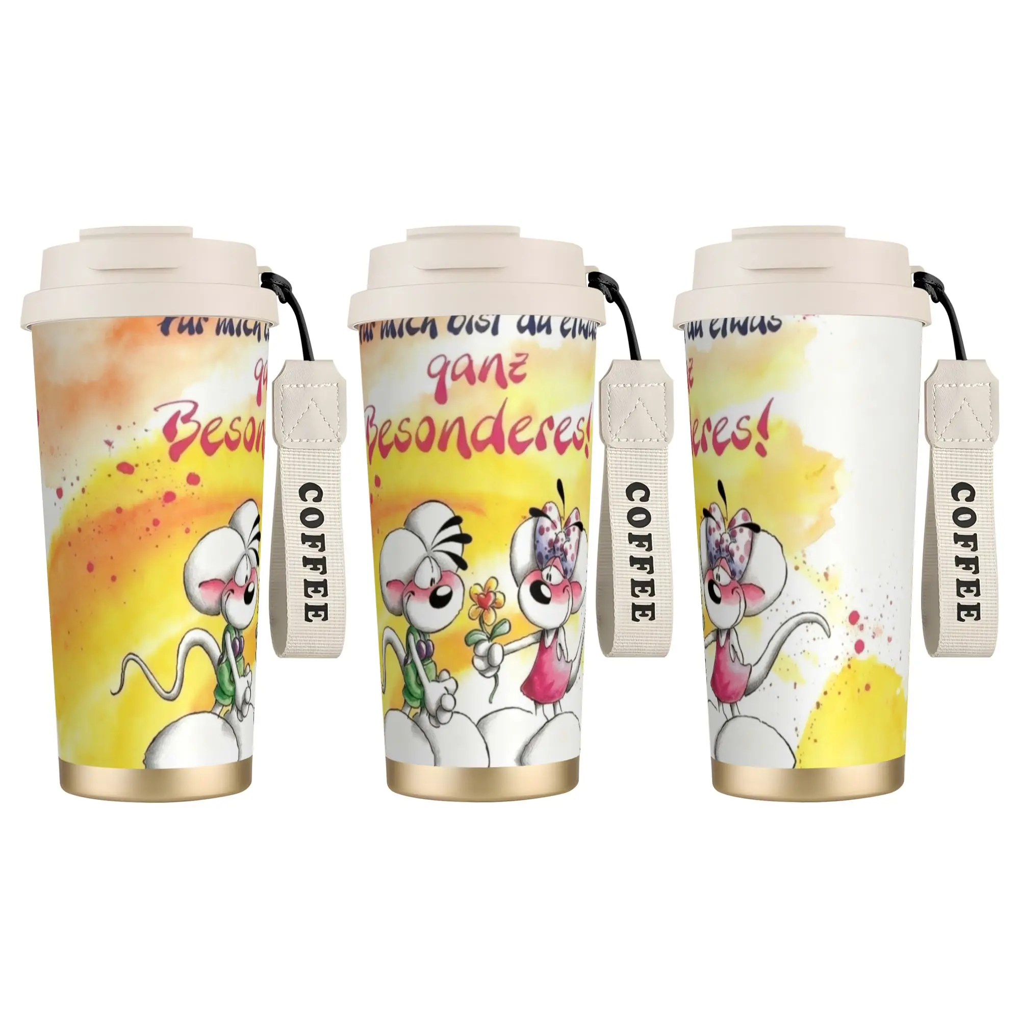 

Кружка для кофе с мультяшным рисунком Diddl Diddlina, термос из нержавеющей стали для холодных напитков, портативная бутылка для воды, дорожная кружка для автомобиля с принтом