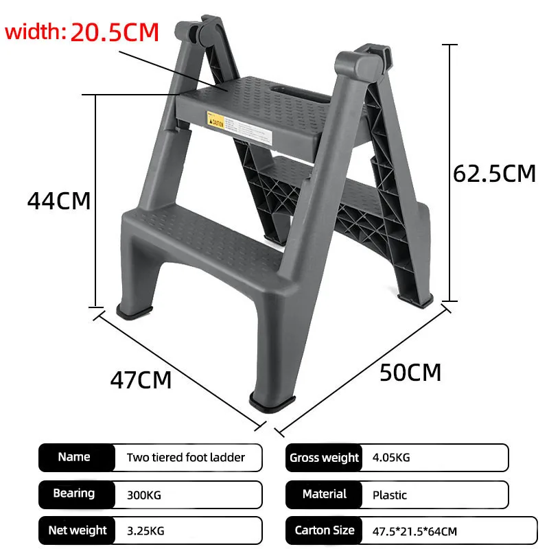 Large Load Capacity Plastic Folding Ladder Sturdy Portable Step Ladder for Home Garden Use