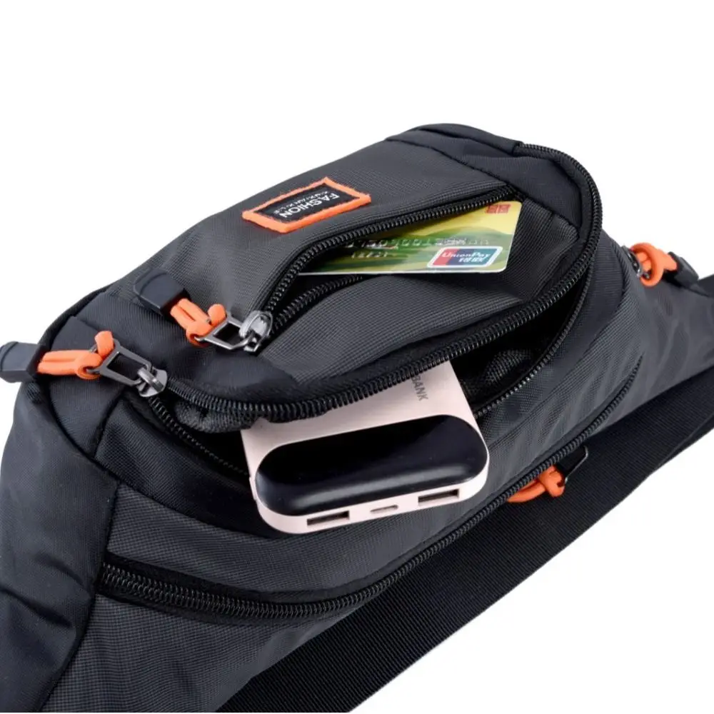 Black Grey Blue Green Men Chest Bag Fashion Large Capacity Oxford Cloth Sports Chest Bag Multifunctional Waist Bag Unisex