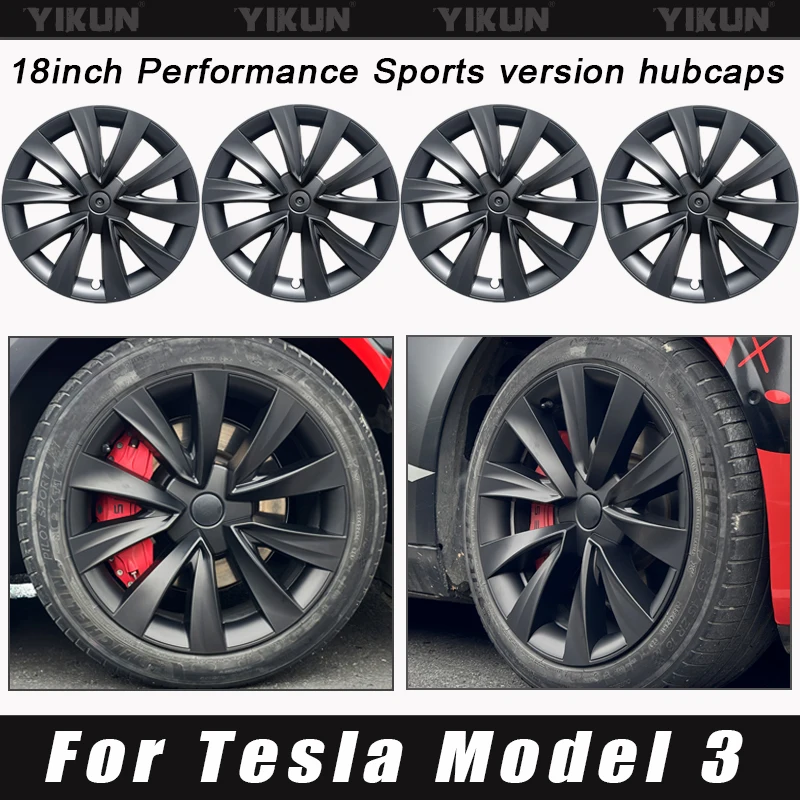 

4PCS HubCap 18 Inch for Tesla Model 3 Performance Replacemance Wheel Cover Full Rim Protector Wheel Cap 2018-2023 Car Accessorie