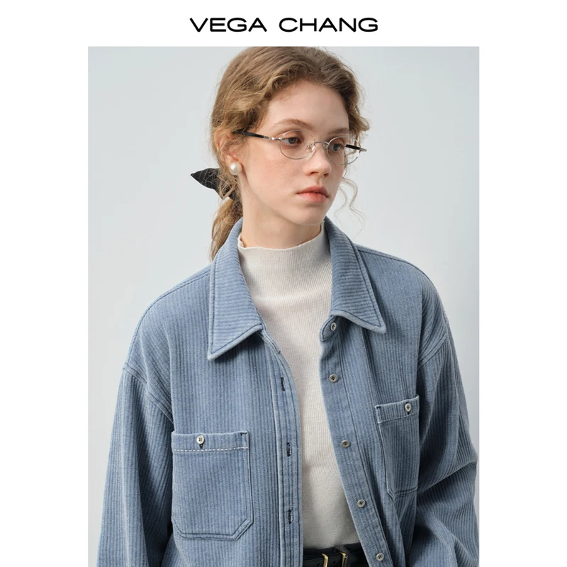 Vega Chang Nova camisa feminina de veludo solto de inverno