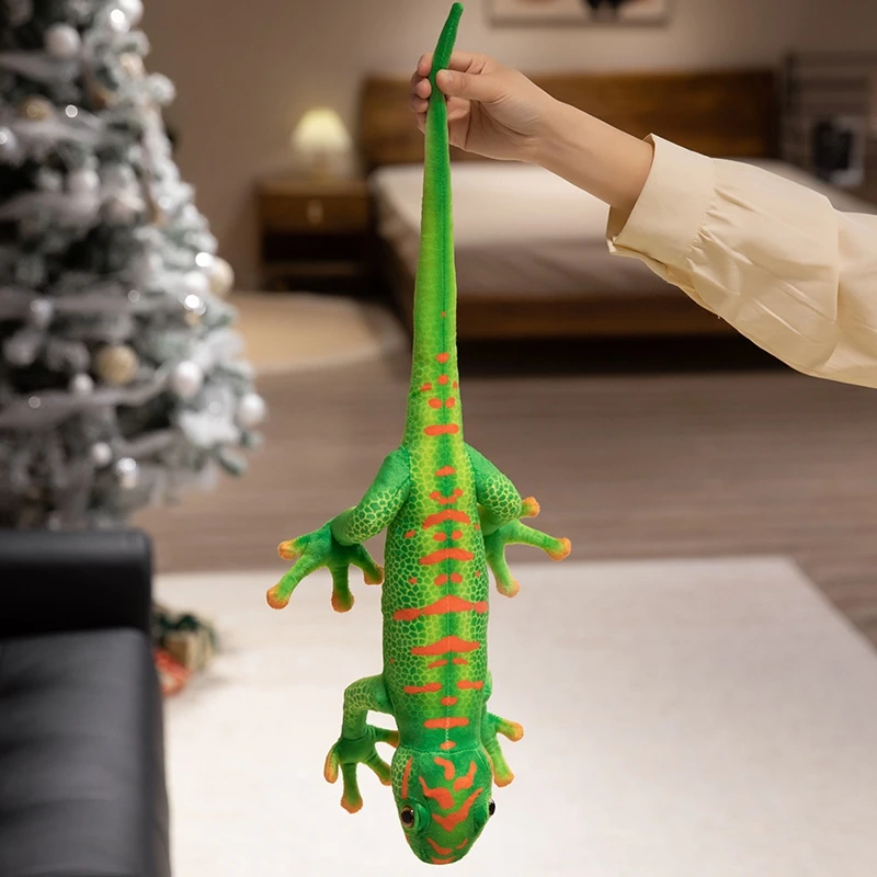 Realistici giocattoli di peluche geco verde simulazione animale coda lunga lucertola bambola di pezza ragazzi regali di compleanno decorazione della casa
