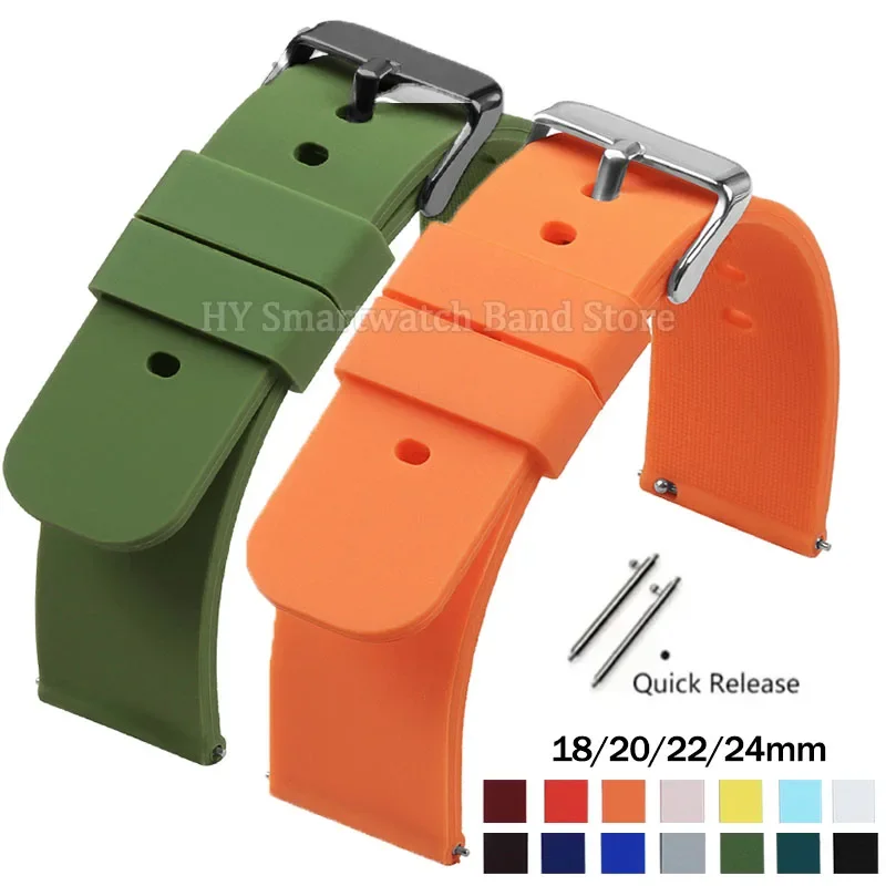 18mm 20mm 22mm 24mm Silicone Soft Watch Strap for Seiko for Omega Waterproof Wrist Band Quick Release Rubber Bracelet Accessory