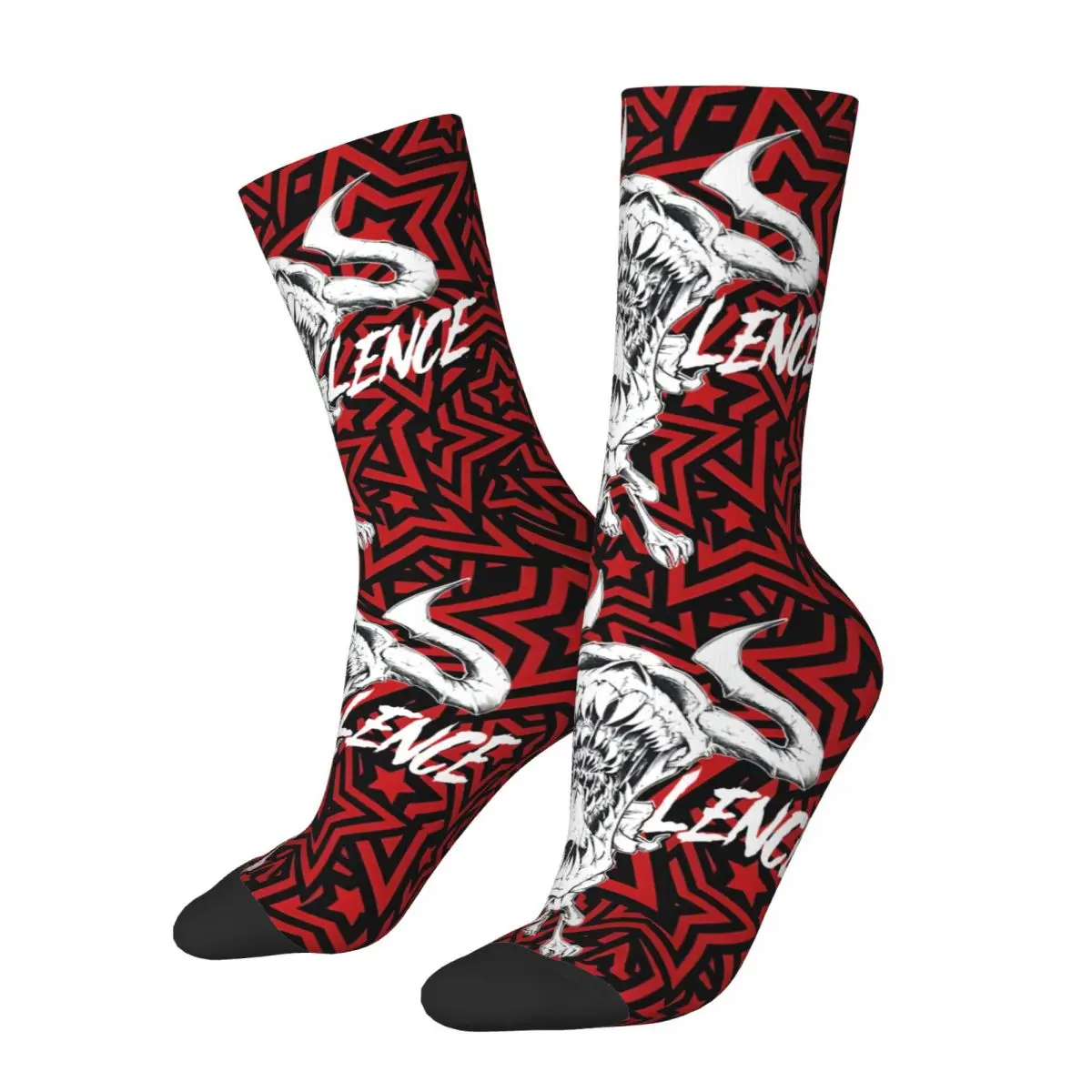 

Crazy compression Thrash Metal Sock for Men Vintage Vio Lence Seamless Pattern Crew Sock Casual